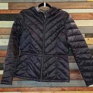 Blanc Noir gunmetal puffer jacket. Size M